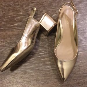 Aldo metalic Gold slingback shoes Sz6, 36